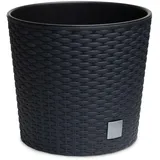 astor24 - Premium Blumentopf Pflanzkübel 40 Ø cm inkl. Einsatz Schwarz in Rattan Optik - Pflanzkübel - Übertöpfe -Blumentopf für Haus und Garten
