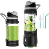 Tragbarer Mixer 700ml,Vaeqozva Mixer Smoothie Maker To Go,Portable Blender USB Wiederaufladbar Mini Smoothie Mixer mit Reisedeckel & 6 Klingen,Mixer To Go für Outdoor Sport Reisen,Schwarz-Grau