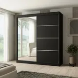 beautysofa Schiebtürenschrank PACO 200 cm - 2 Jahre Gewährleistung - mind. 14 Tage Rückgaberecht - Schwarz