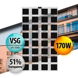 51% Transparentes Glass/Glass PV Modul 170Wp Rahmenlos Überkopfmontage