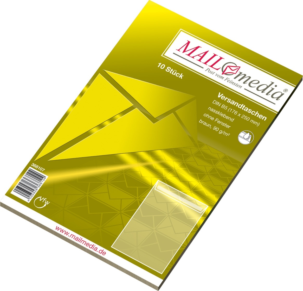 Mailmedia, Briefumschlag, Versandtasche Natron braun, B5, ohne Fenster (10 x)