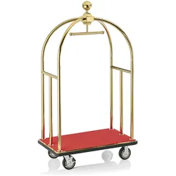 WAS Germany - Gepäckwagen, 112 x 61 x 186 cm, goldfarben,  roter Teppich, Edelstahl