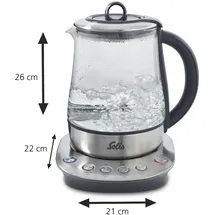 Solis Tee- & Wasserkocher, 1,2 L Volumen, Programmierbare Tee Tasten, 360° Basis