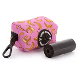 Hundekotbeutel-Spender - Hunde kotbeutel-Halter mit Karabiner - Multifunktionale Hundeleinentasche mit Lustigen Designs - Inklusive einer Rolle von Beuteln Abbaubar (Pink Bananas)