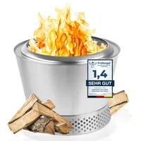 grillshop.at Feuerschale rauchfrei DM 50 cm - Edelstahl Grill Feuerschalen für den Garten - Feuertonne Flame Engine - Feuertonne mit Grillrost - Modell Vulcano Vesuv