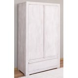 Casa Padrino Kleiderschrank Landhausstil Kleiderschrank Weiß 110 x 53 x H. 190 cm - Massivholz Schlafzimmerschrank mit 2 Türen und Schublade - Landhausstil Schlafzimmer Möbel