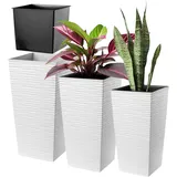 Kadax Blumentopf Set, aus Kunststoff, 19+25+30 cm, Weiß – KADAX