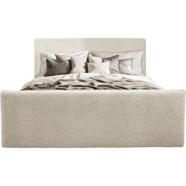 kaiser möbel Boxspringbett mit bettkasten und topper LAMM stoff Sven Hellbeige 200x200 cm H2-Pocket - Beige