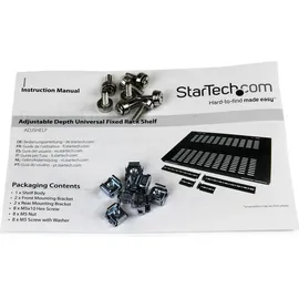 Startech Fachboden Stahl 19" schwarz tiefenverstellbar bis 80 kg