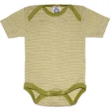 cosilana Baby Kurzarm-Body aus Bio Wolle / Seide Geringelt Grün 62/68
