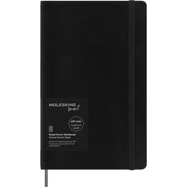 Moleskine Smart Notebook, Smart Writing System, Digitales Smart-Notizbuch mit Weichem Einband, Linierten Seiten und Praktischem Gummizugverschluss, Großformat 13 x 21, Farbe: Schwarz