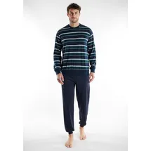 Götzburg Schlafanzug Volos (2 tlg) Langarm, Rundhalsausschnitt, lange Hose, Baumwollmix, bequem grün 50 (M)