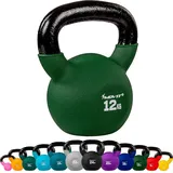 Kettlebell PRO -  2 - 24 kg, Kugelhantel aus Gusseisen mit Neoprenbeschichtung grün 12kg