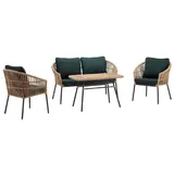 JVmoebel Gartenlounge-Set 2 Sitzer Sofas Couchtisch Grün 2x Sessel Moderne Rattan Luxus, (4tlg Set(Sofa 2 Sitzer+2x Sessel+Couchtisch), Made in Europa grün