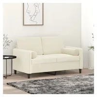 vidaXL 2-Sitzer-Sofa mit Zierkissen Creme 120 cm Samt