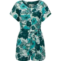 Ragwear Jumpsuit "Salwin", Damen, Gr. XXL (44), Normalgrößen, blau (aquablau), Material: 100% Viskose, gerade ca. Mitte Oberschenkel, V-Ausschnitt, weit abgesteppte Kante, Overalls Jumpsuit, Kurzer Overall mit Taillen-Bindeband