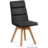 58 aufm Kessel Esszimmerstuhl Küchenstuhl drehbar (2er-Set) Doris 47x92x60 Eiche geölt/Anthrazit (Lieferung bis Verwendungsstelle, 6 St), Stabiles Gestell aus Massivholz pflegeleichter Bezug aus Microfaser grau