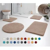 Kleine Wolke Badematte RELAX, Höhe 30 mm, rutschhemmend beschichtet, fußbodenheizungsgeeignet, Polyacryl, quadratisch, WC Vorleger mit Ausschnitt, Badteppich, Uni Farben, rechteckig, rund & als Set erhältlich beige WC Vorleger mit Ausschnitt