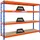 Proregal Schwerlastregal Metall 180x240x60cm Blau/Orange 4 Spanplatten-Ebenen 8mm Fachlast 450kg