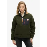 Superdry Damen. Vintage Retro halber Reißverschluss Fleece grün (L), Lässig, Polyester