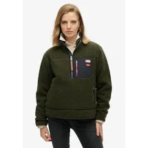 Superdry Damen. Vintage Retro halber Reißverschluss Fleece grün (L), Lässig, Polyester