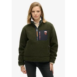 Superdry Damen. Vintage Retro halber Reißverschluss Fleece grün (L), Lässig, Polyester
