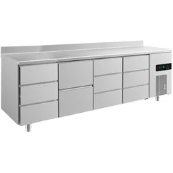 Kühltisch 2 Schubladen Mitte je 3 Schubladen links&Mitte&rechts Aufkantung, 2330x700x850mm -2/+8°C Edelstahl