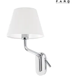 Faro Wandleuchte ETERNA E27, IP20, Leser links, chrom, weiß FAR-24007-10