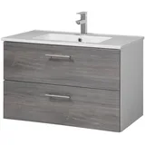 WELLTIME Waschtisch »Trento Badezimmerschrank mit Becken Bestseller«,... - 2 Jahre Gewährleistung - mind. 14 Tage Rückgaberecht - Grau,Weiß