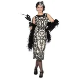 Metamorph Kostüm 20er Jahre Abendkleid creme-schwarz, Peaky Blinders, Gatsby, Berlin Babylon: die 20er sind schwer in Mode! weiß 40