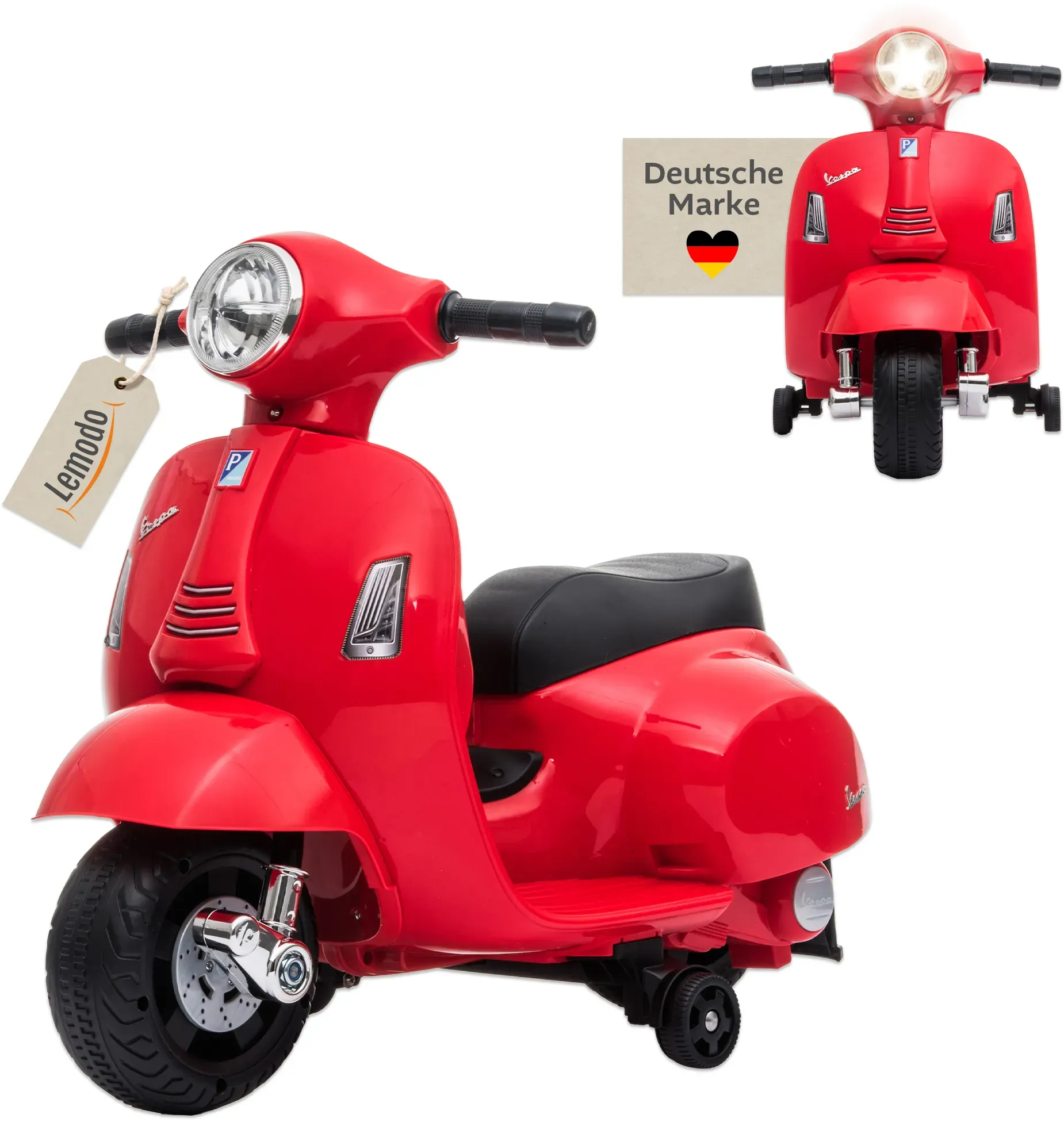 Vespa Kinder Elektrofahrzeug rot, Elektro Motorrad für Kinder ab 18 Monate