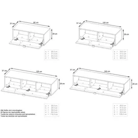 Vladon Wohnwand, Grau, Holzwerkstoff, 210x170x37 cm, Wohnzimmer, Wohnwände, Anbauwände