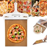 Vixpyzz Schiebe-Pizzaschieber für super einfaches Übertragen von Pizzateig, antihaftbeschichtet, Pizzaschaufel mit Holzgriff, magischer Pizzaschaufel für Öfen, Pala-Pizza-Scorrevole, stabiler