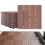 Aufun 22 Stück Terrassenfliesen WPC 30x30cm Kunststoff Klickfliesen Holzoptik mit klicksystem, Filterbares Wasser Premium Fliese Terrassendielen für Garten Balkon Terrasse (2 m2,TypeA Braun)