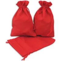 Frau WUNDERVoll® 12 Geschenksäckchen rot 15 x 10 cm Baumwolle Adventskalender Säckchen Stoffbeutel zum Basteln und befüllen Gastgeschenk Hochzeit Landhausbeutel Landhaus