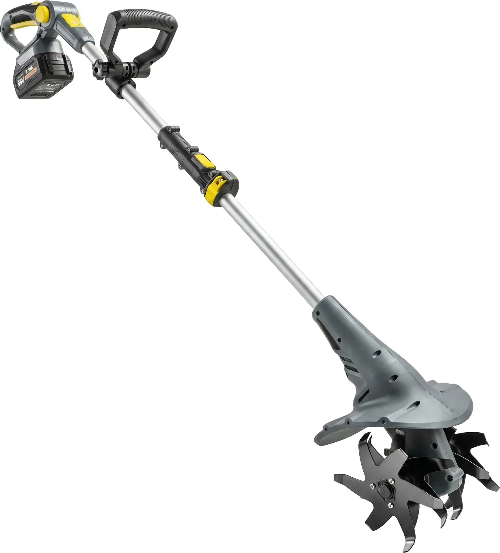 Outsunny Akku-Bodenfräse, 18 V, 2 Akkus 4000 mAh, Arbeitsbreite 20 cm, Arbeitstiefe 8 cm, 4 Klingen, verstellbarer Griff, Grau   Aosom