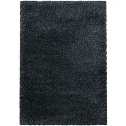 Teppich Hochflor Shaggy Uni Style Polypropylen Wohnzimmer Anthrazit Läufer 80x150 | Kadima Design