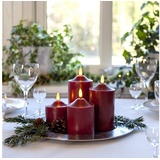 MARELIDA LED Kerzenset Adventskerzen Weihnachten flackernd 4 Größen Timer rot (4-tlg) rot