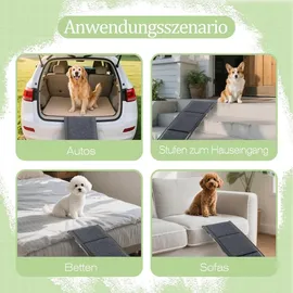 Thanaddo Hunderampe Klappbar, 158 cm Hundetreppe Auto Faltbare Kunststoff Hundeautorampe Hunde Auffahrrampe Kofferraum Einstiegshilfe Haustiertreppe bis 110KG - Schwarz