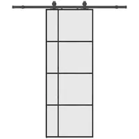 vidaXL Schiebetür mit Beschlag Schwarz 76x205 cm ESG-Glas