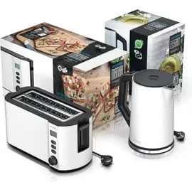 Arendo Frühstücks-Set Wasserkocher 1,7 l Weiß