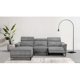 Home Affaire Ecksofa LUND Cord, L-Form, 261 cm, man. o. elektr. Relaxfunktion (mit USB-A), USB-C bei elektrischer Variante und Kopfteilverstellung grau