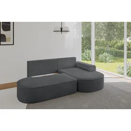 altdecor Eckcouch Cord 2-Sitzer Dunkelgrau