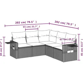 vidaXL Garten-Lounge-Set 5-tlg. schwarz