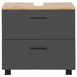 WELLTIME Waschbeckenunterschrank Trento, verschiedene Ausführungen und Farben Badmöbel, Breite 60 cm, Beckenunterschrank auf Füßen, Made in Germany grau