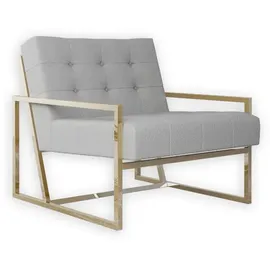 s-style möbel Loungesessel Mit Goldenen Füßen Aus Grau, Bouclé-stoff