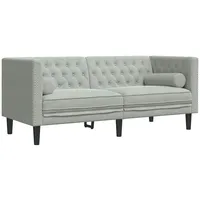 VidaXL Chesterfield-Sofa mit Kissen Hellgrau 174 x 74.5 x