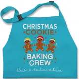 Kinderschürze Schürze Kinder Jungen Mädchen - Weihnachtsschürze - Christmas Cookie Baking Crew personalisiert I Weihnachtsbäckerei - 7-14 Jahre - Türkis - weihnachten weihnachts backen - 7-13 Jahre