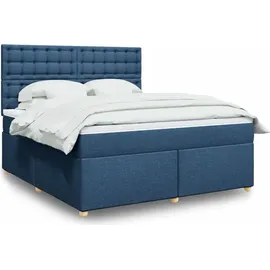 vidaXL Boxspringbett mit Matratze Blau 180x200 cm Stoff