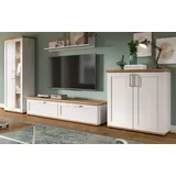 inn.furn Wohnwand in Weiß Lärche Landhaus 4-teilig 336 cm Mirano